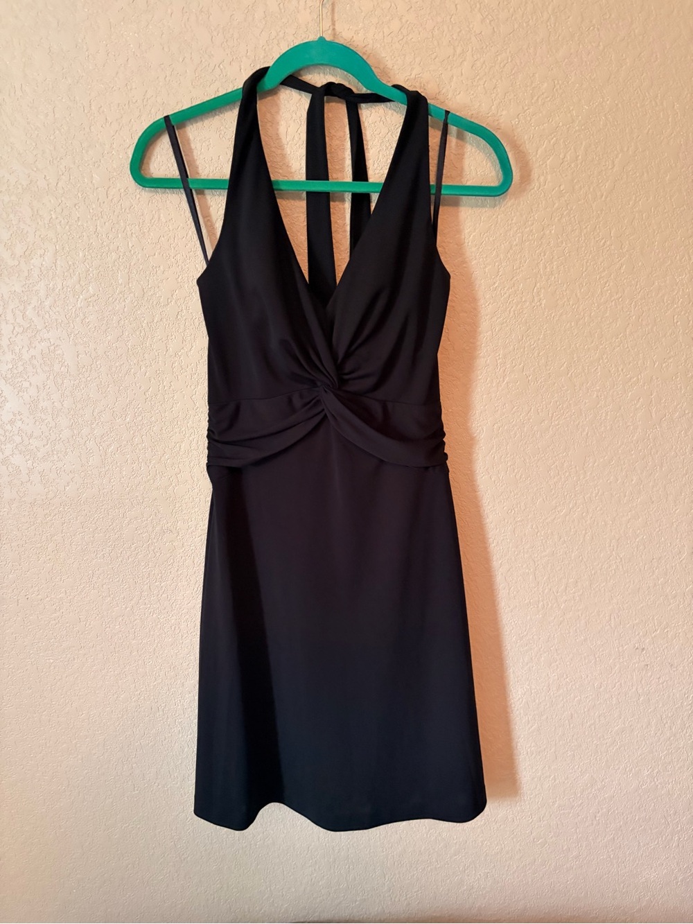 White House Black Market Black Halter Twist-Front Mini Dress
